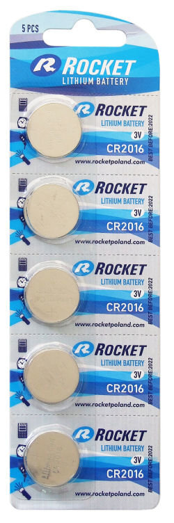 Rocket Lithium CR2016 elementai, 5 vnt. цена и информация | Elementai | pigu.lt