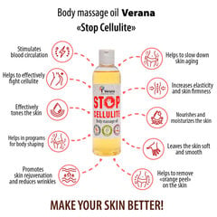 Anticeliulitinis natūralus kūno masažo aliejus Verana Stop Cellulit, 250ml kaina ir informacija | Masažo aliejai | pigu.lt