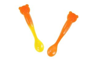 Spalvą keičiantis oranžinės spalvos KIDODO šaukštelis maitinimui / 2 vnt. цена и информация | Детская посуда, контейнеры для молока и еды | pigu.lt