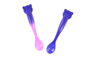 Spalvą keičiantis violetinės spalvos KIDODO šaukštelis maitinimui / 2 vnt. kaina ir informacija | Kūdikių indai, indeliai pienui ir įrankiai | pigu.lt