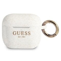 Чехол для наушников GUA3SGGEH Guess Glitter Printed Logo Silicone 3 White цена и информация | Аксессуары для наушников | pigu.lt