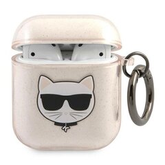 KLA2UCHGD Karl Lagerfeld TPU Glitter Choupette Head Case for Airpods 1/2 Gold цена и информация | Наушники | pigu.lt