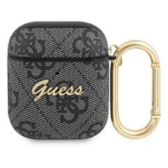 Чехол для наушников GUA24GSMK Guess 4G Script PC/PU Case for Airpods 1/2 Grey цена и информация | Аксессуары для наушников | pigu.lt