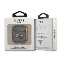 Чехол для наушников GUA24GSMK Guess 4G Script PC/PU Case for Airpods 1/2 Grey цена и информация | Аксессуары для наушников | pigu.lt