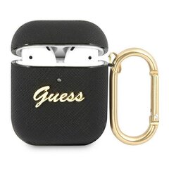 Чехол для наушников GUA2SASMK Guess Saffiano PC/PU Metal Logo 1/2 Black цена и информация | Аксессуары для наушников | pigu.lt