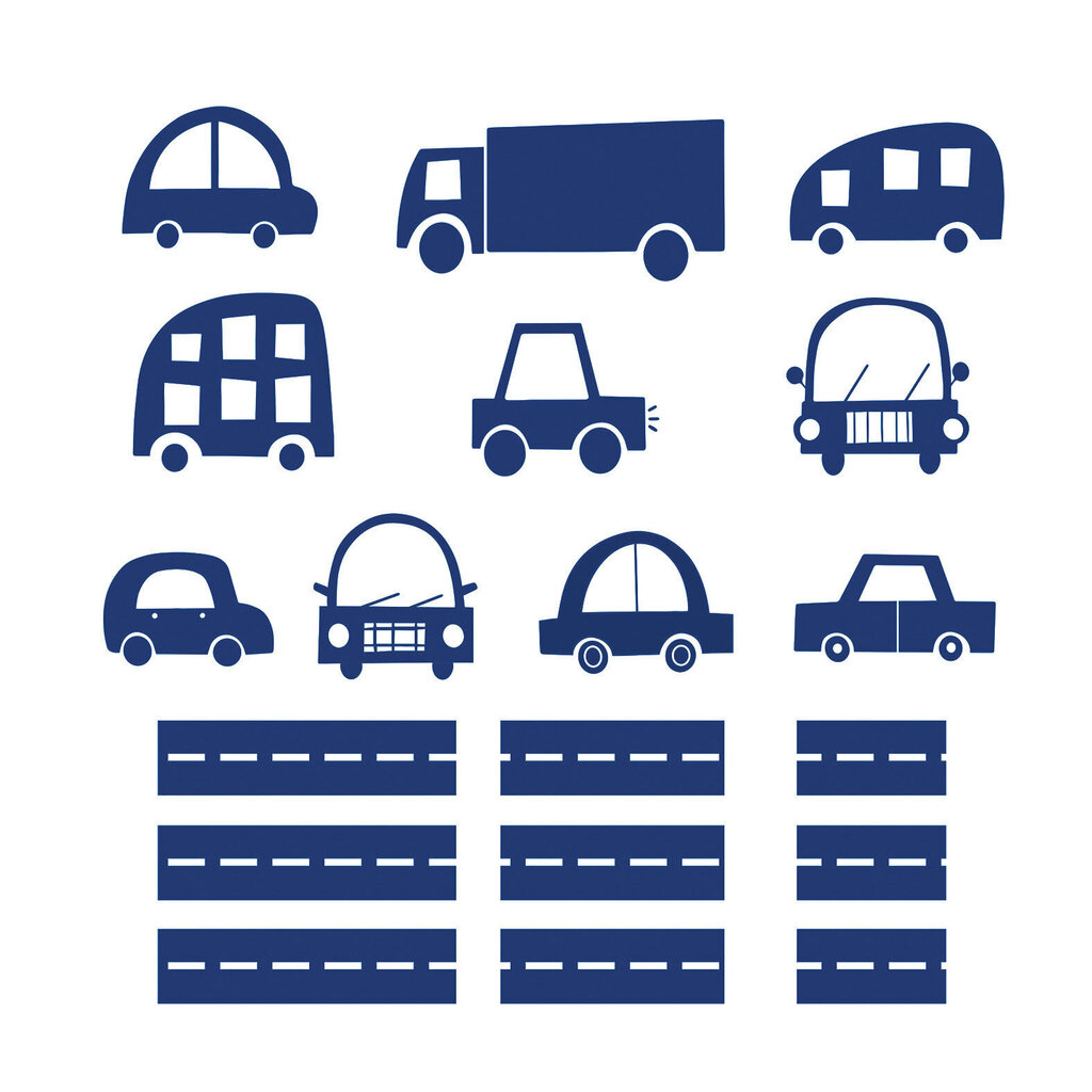 Vaikiški sienų lipdukai Mašinos su trasa, mėlyna, 52 x 41 cm kaina ir informacija | Interjero lipdukai | pigu.lt