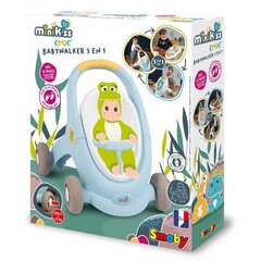 Ходунки - каталка - кукольная коляска Smoby Minikiss Croc 3-in-1, голубая цена и информация | Игрушки для малышей | pigu.lt