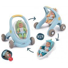 Ходунки - каталка - кукольная коляска Smoby Minikiss Croc 3-in-1, голубая цена и информация | Игрушки для малышей | pigu.lt