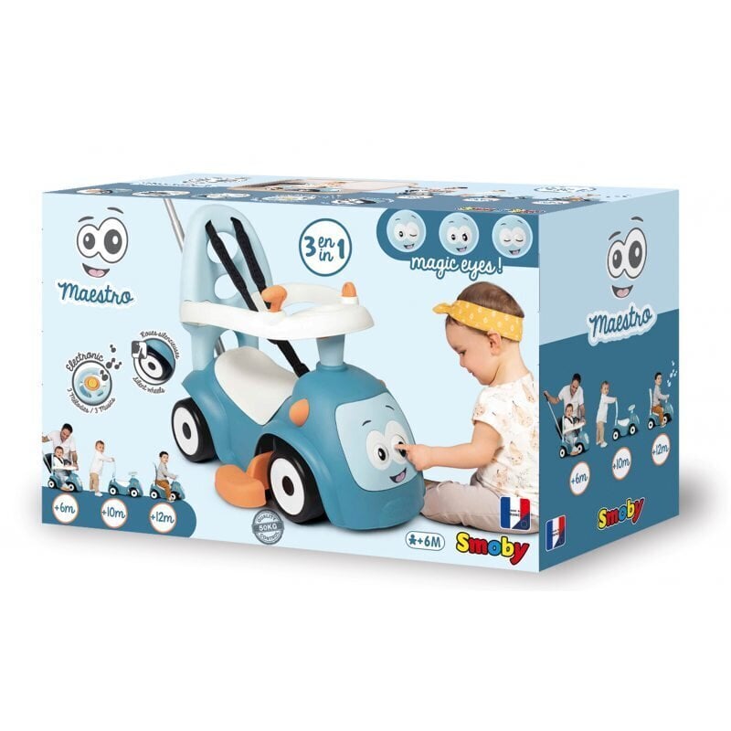 Mašinytė – stumdukas Smoby Maestro 3in1, mėlynas цена и информация | Žaislai kūdikiams | pigu.lt