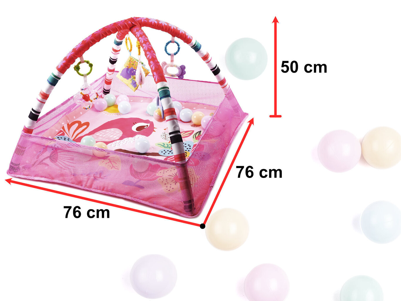 Lavinimo kilimėlis, baseinas su kamuoliukais rožinis kaina ir informacija | Lavinimo kilimėliai | pigu.lt