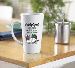 Latte puodelis su užrašu „Mokytojai, kuri moko ne tik iš knygų“ (450 ml) цена и информация | Оригинальные кружки | pigu.lt