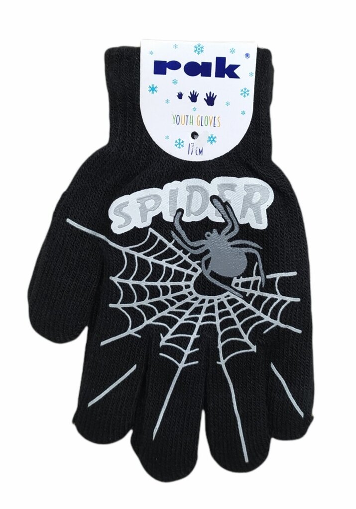 Pašiltintos pirštinės berniukams Rak R-118DB Spider, juodos kaina ir informacija | Žiemos drabužiai vaikams | pigu.lt