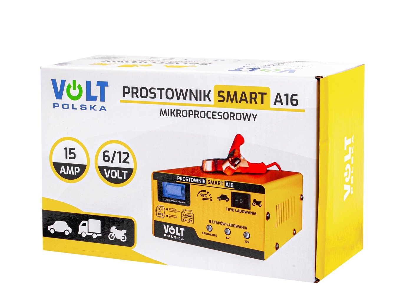 Universalus mikroprocesorinis akumuliatorių įkroviklis Volt Polska 6V/12V 15A Smart A16 kaina ir informacija | Akumuliatorių krovikliai | pigu.lt