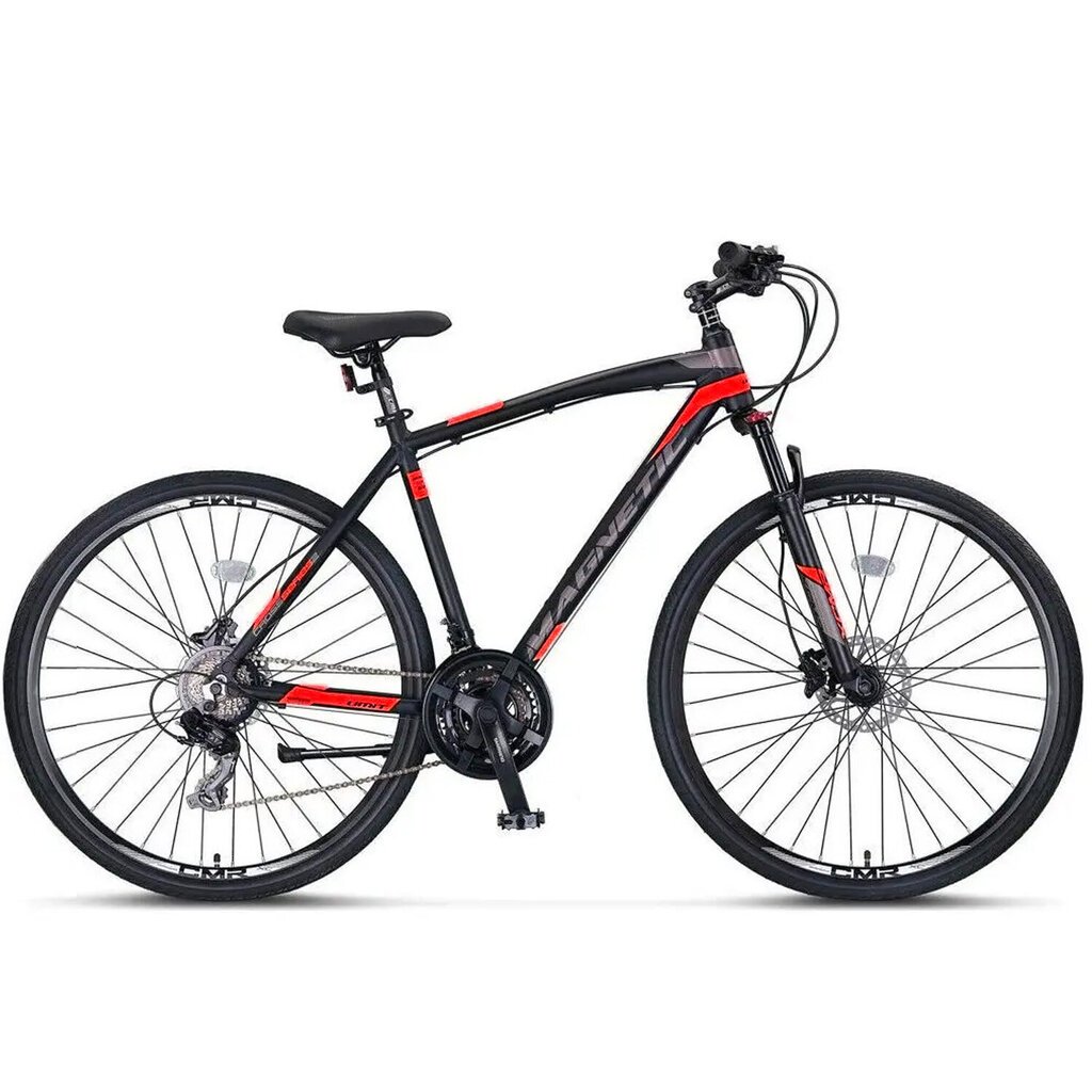 Kalnų dviratis Umit Magnetic HYD 28", juodas/raudonas kaina ir informacija | Dviračiai | pigu.lt