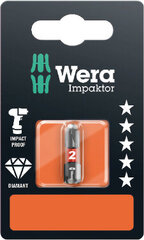 Насадка Wera Impaktor  PH2 25mm, 851/1 IMP DC, розничная упаковка цена и информация | Механические инструменты | pigu.lt