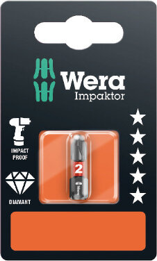 Antgalis Phillips varžtams Wera Impactor 851/1 PH2, 1 vnt. kaina ir informacija | Mechaniniai įrankiai | pigu.lt