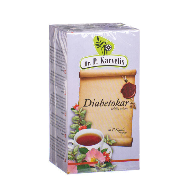 Žolelių arbata Dr. P. Karvelis Diabetokar, 25x1 g kaina ir informacija | Arbatos ir vaistažolės | pigu.lt