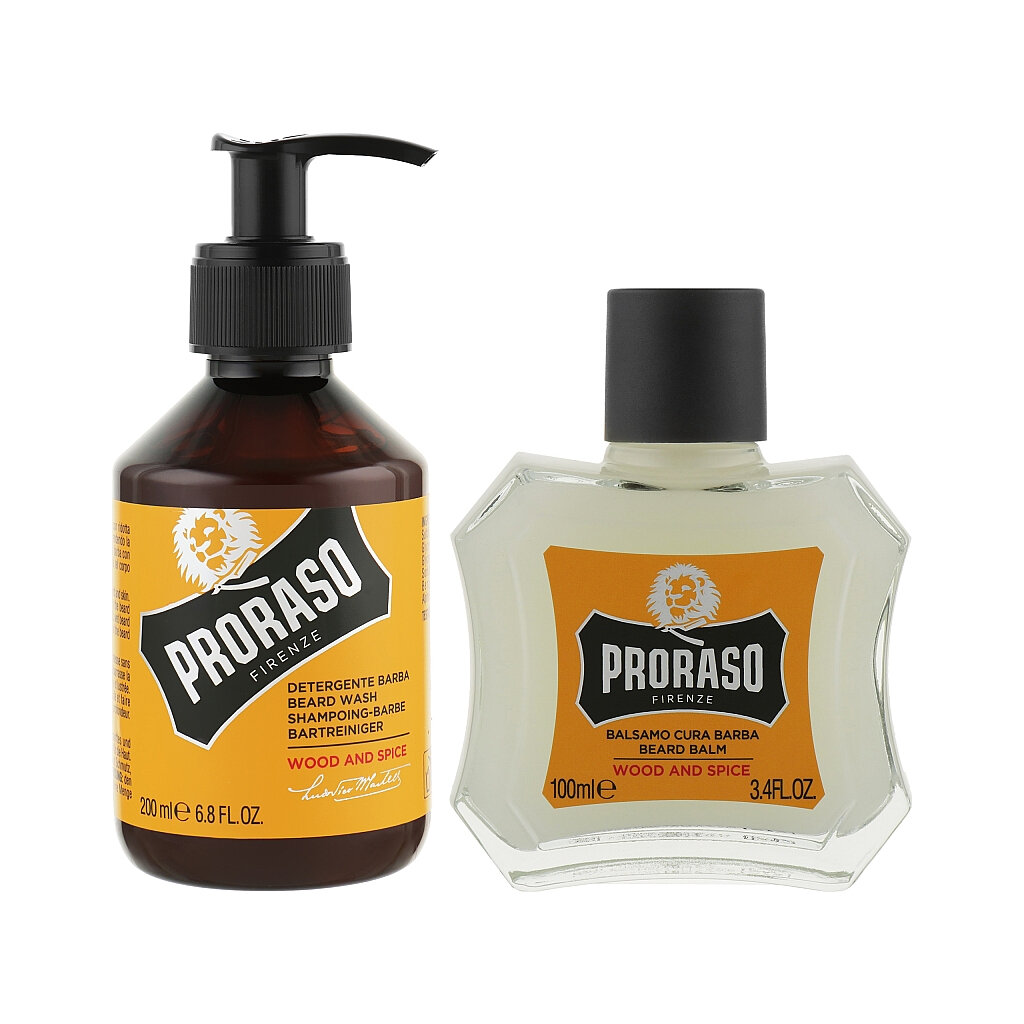 Barzdos priežiūros rinkinys vyrams Proraso Duo Pack Wood & Spice Beard Balm & Shampoo kaina ir informacija | Skutimosi priemonės ir kosmetika | pigu.lt