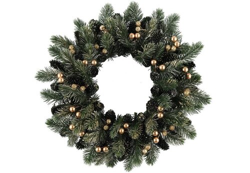 Рождественский венок Winteria 38 см, жемчуг золотистого цвета цена и информация | Искусственные елки | pigu.lt