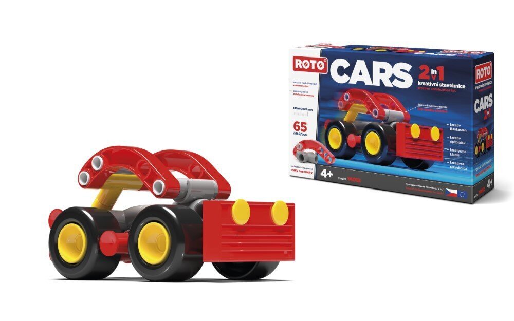 Konstruktorius Roto Cars 2in1 lenktyninis automobilis - 65 dalys. kaina ir informacija | Konstruktoriai ir kaladėlės | pigu.lt