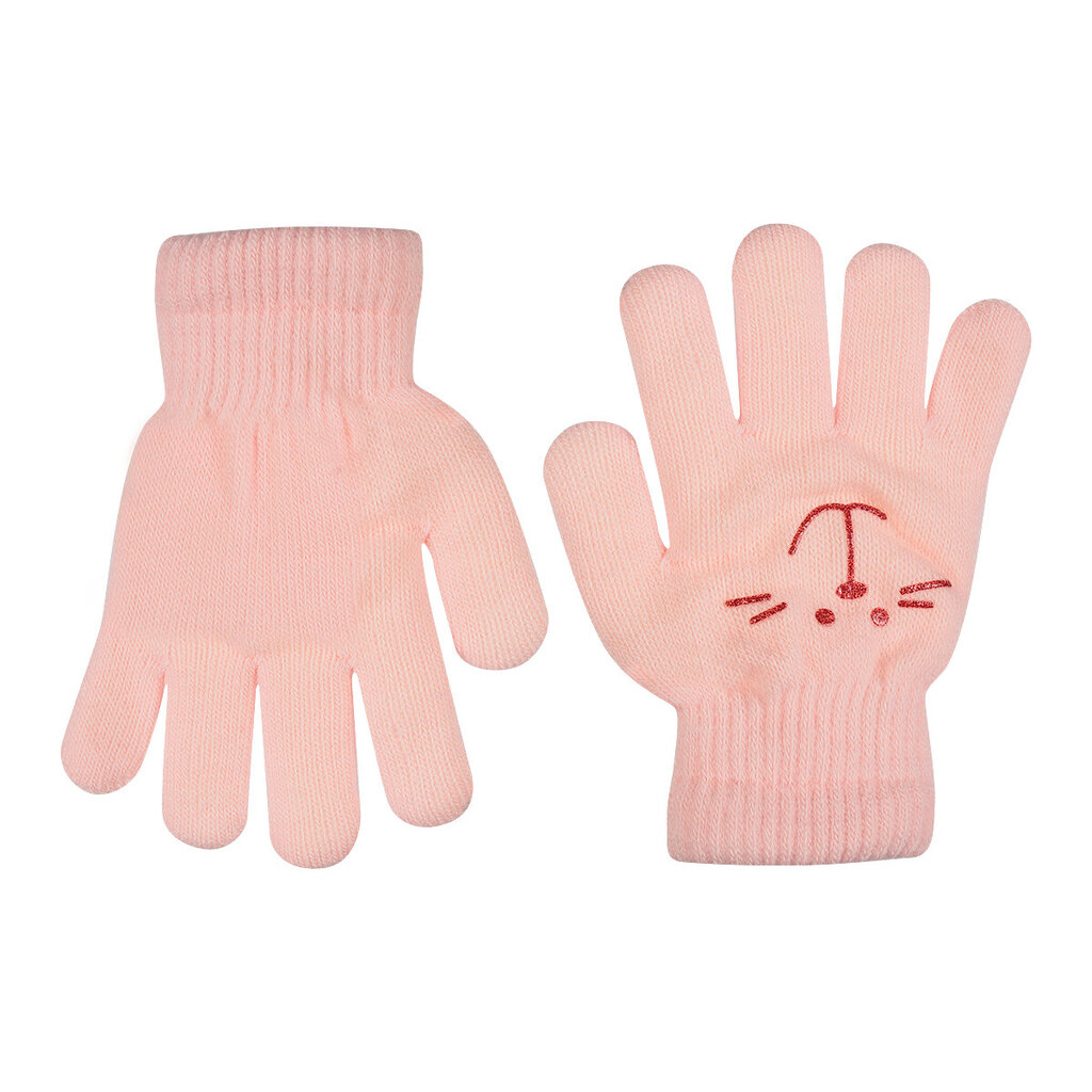 Pašiltintos pirštinės mergaitėms Rak R-012A DB Smile, rožinės kaina ir informacija | Žiemos drabužiai vaikams | pigu.lt