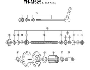 Galinė stebulė Shimano FH-M525 Deore kaina ir informacija | Kitos dviračių dalys | pigu.lt