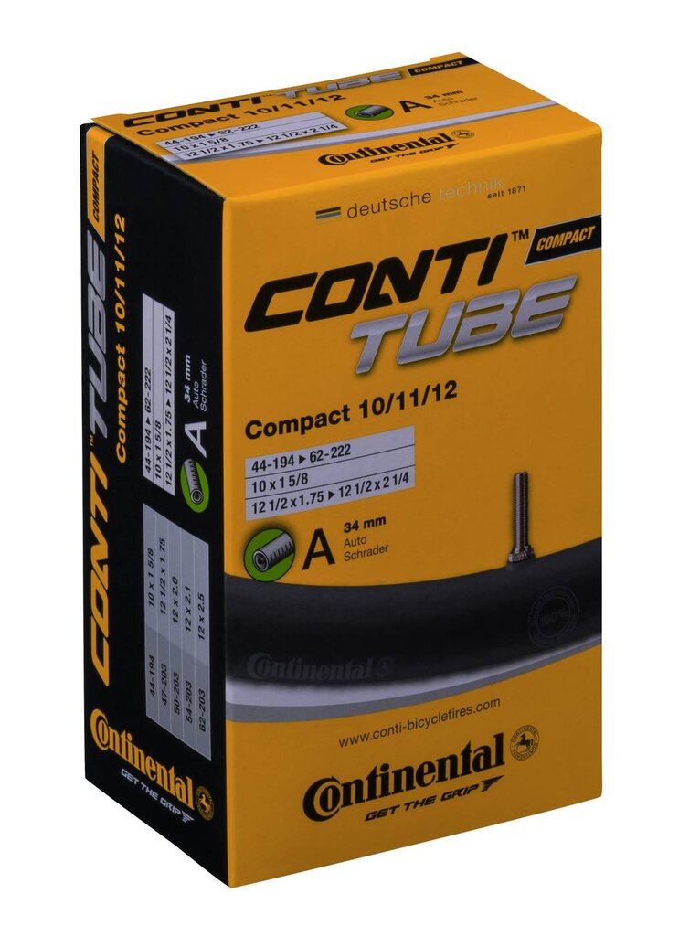 Kamera 10/11/12" Continental Compact A34 kaina ir informacija | Dviračių kameros ir padangos | pigu.lt