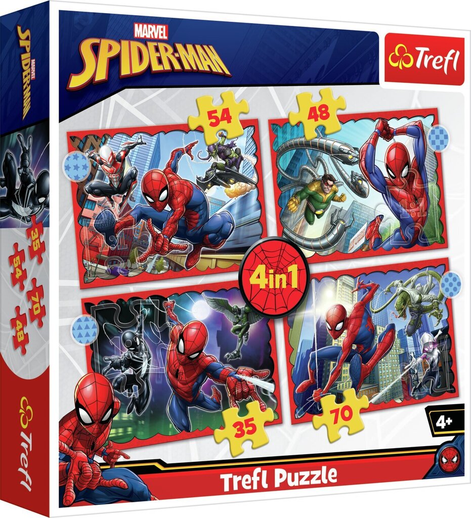 4 dėlionių rinkinys „Žmogus-voras“ Trefl kaina ir informacija | Dėlionės (puzzle) | pigu.lt