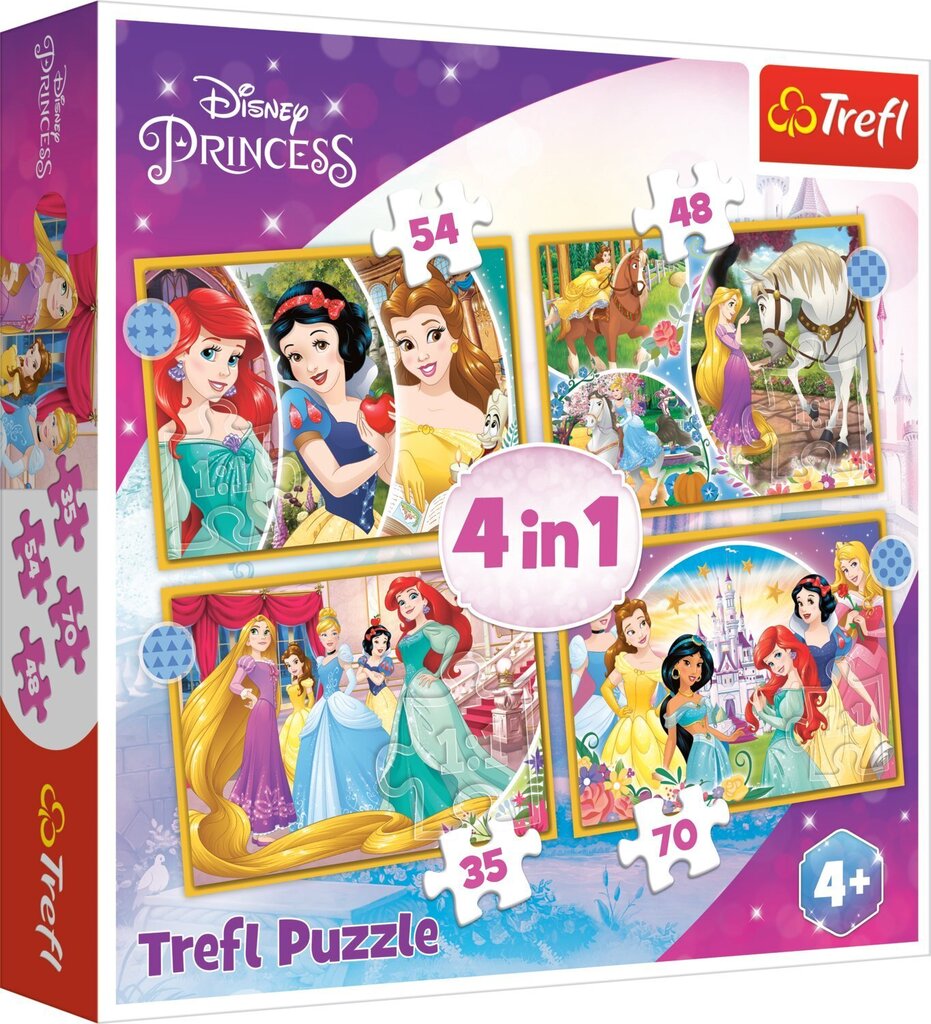 4 dėlionių rinkinys „Princesės“ Trefl kaina ir informacija | Dėlionės (puzzle) | pigu.lt