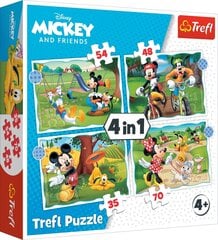 Набор из 4 головоломок "Микки Маус" Trefl цена и информация | Пазлы | pigu.lt