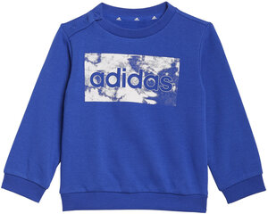 Sportinis kostiumas vaikams Adidas I Lin Ft Jog Black Blue GS4280, mėlynas kaina ir informacija | Megztiniai, bluzonai, švarkai berniukams | pigu.lt