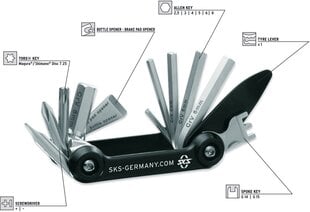 Набор ключей SKS Tom 14in1 Multitool складной цена и информация | Инструменты, средства ухода для велосипеда | pigu.lt