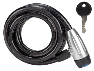 Dviračio užraktas Azimut Spiral cable Silver 12x1800 mm, juodas цена и информация | Замки для велосипеда | pigu.lt