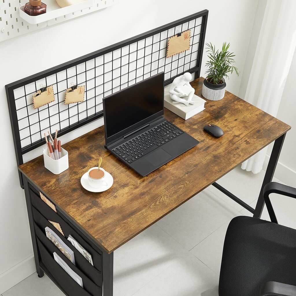 Rašomasis stalas Songmics 118x60, tamsiai rudas/juodas kaina ir informacija | Kompiuteriniai, rašomieji stalai | pigu.lt