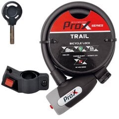 Dviračio užraktas ProX Trail 10x1800 mm, juodas цена и информация | Замки для велосипеда | pigu.lt