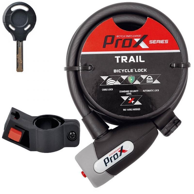 Dviračio užraktas ProX Trail 10x1800 mm, juodas цена и информация | Užraktai dviračiams | pigu.lt