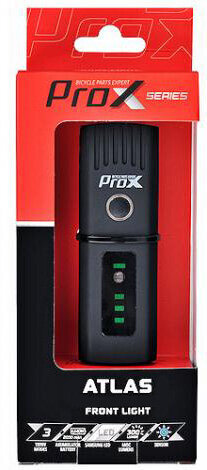 Priekinis dviračio žibintas ProX Atlas 300Lm USB, juodas kaina ir informacija | Žibintai ir atšvaitai dviračiams | pigu.lt