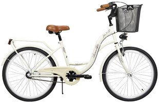 Prekė su pažeidimu. Vaikiškas dviratis AZIMUT Julie 24&quot; Nexus3 2021 su krepšeliu, kreminis kaina ir informacija | Prekės su pažeidimu | pigu.lt