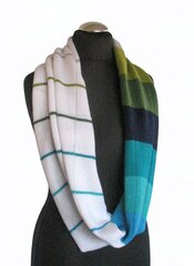 Шарф вязаный круглый шарф зеленый фиолетовый черный желтые полоски цена и информация | Женские шарфы, платки | pigu.lt