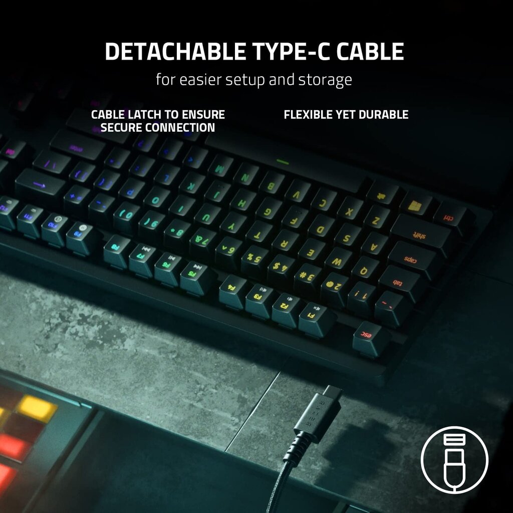 Razer Huntsman V2 Tenkeyless Purple Switch US kaina ir informacija | Klaviatūros | pigu.lt