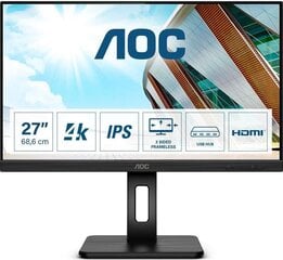 LCD Monitor|AOC|U27P2CA|27"|Panel IPS|3840x2160|16:9|60Hz|Matte|4 ms|Speakers|Swivel|Pivot|Height adjustable|Tilt|U27P2CA цена и информация | AOC Компьютерная техника | pigu.lt