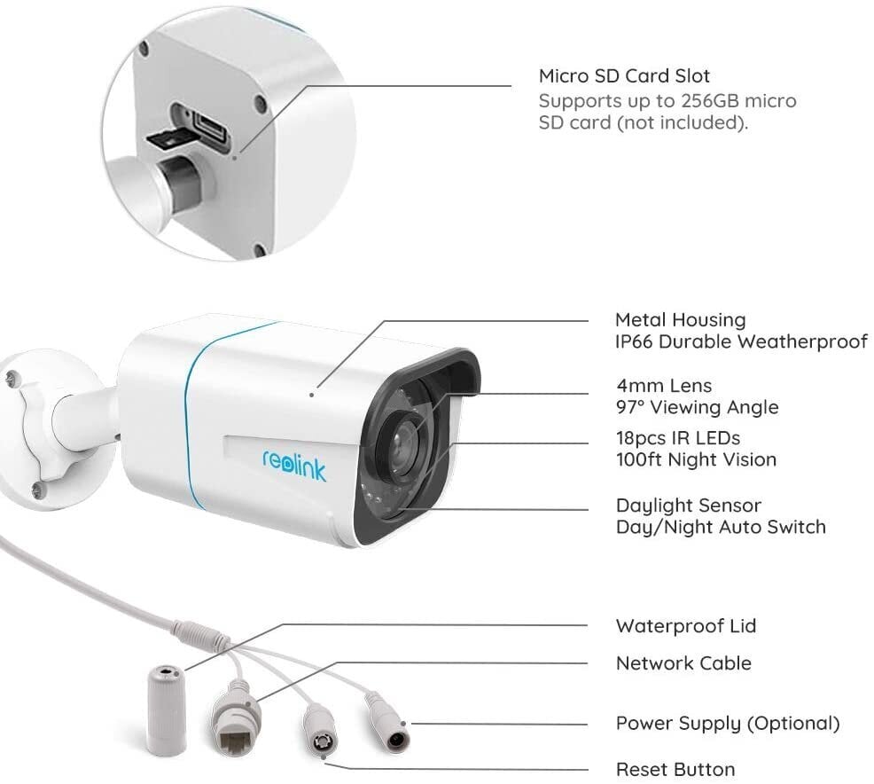 IP apsaugos kamera su asmens/transporto priemonės aptikimu Reolink RLC-810A  8 MP kaina | pigu.lt