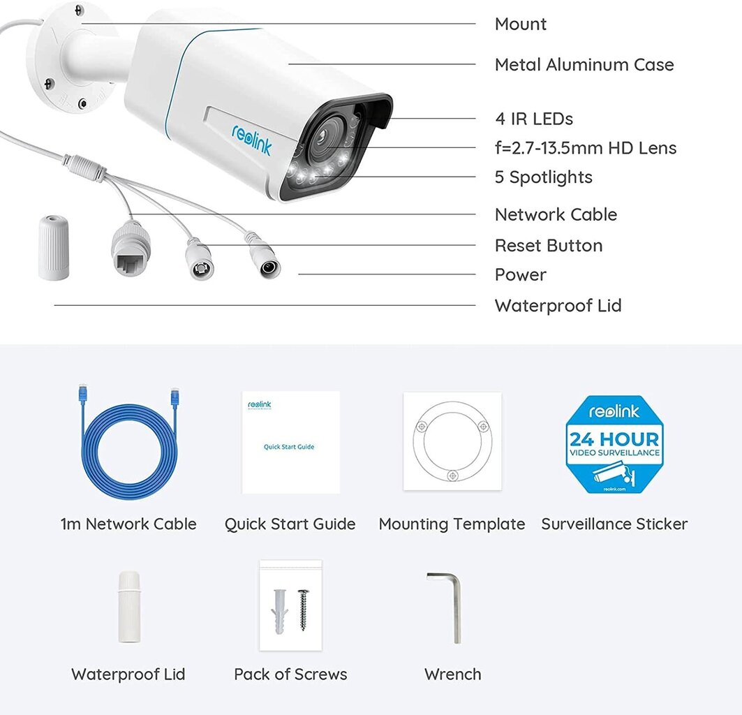 IP PoE kamera su asmens/transporto priemonės aptikimu Reolink RLC-811A 8 MP цена и информация | Stebėjimo kameros | pigu.lt