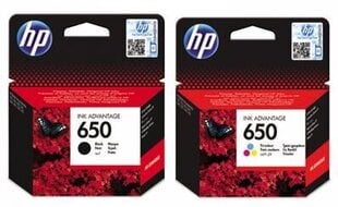 HP 650 juoda + HP 650 TriColor kaina ir informacija | Kasetės rašaliniams spausdintuvams | pigu.lt