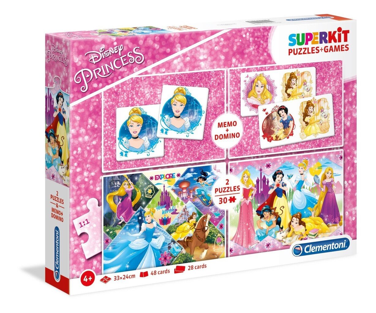Dėlionė Clementoni Supercolor + domino Disney Princess 2x30 vnt. цена и информация | Dėlionės (puzzle) | pigu.lt