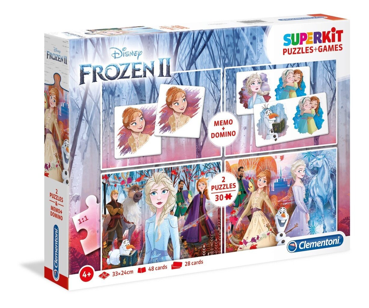 Dėlionė Clementoni Supercolor + domino Frozen 2, 2x30 vnt. цена и информация | Dėlionės (puzzle) | pigu.lt