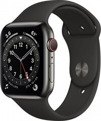 Товар с повреждённой упаковкой. Apple Watch 6 GPS + Cellular 44mm Stainless Steel Sport Band, graphite/black (M09H3EL/A) цена и информация | Мобильные телефоны, фото и видео товары с поврежденной упаковкой | pigu.lt