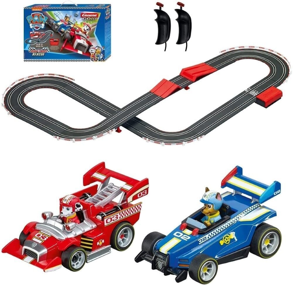 Lenktynių trasa - Carrera Go !!! „Paw Patrol Chase & Marshal“ - 4,3 metro kaina ir informacija | Žaislai berniukams | pigu.lt