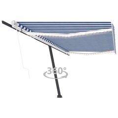 Markizė su LED/vėjo jutikliu, mėlyna/balta, 500x300 cm цена и информация | Зонты, маркизы, стойки | pigu.lt