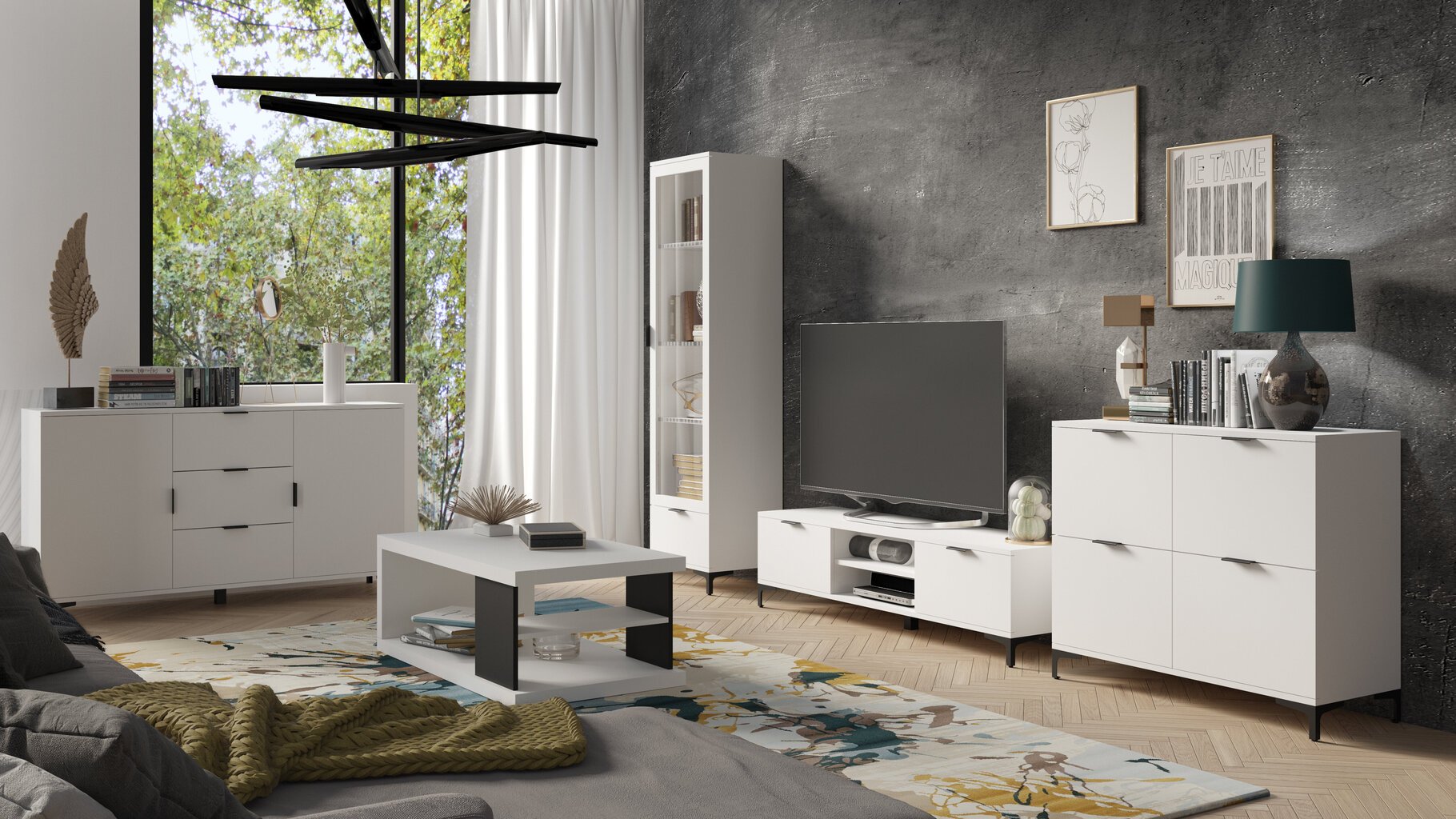 Spintelė ADRK Furniture LEN07, balta kaina ir informacija | Vitrinos, indaujos | pigu.lt